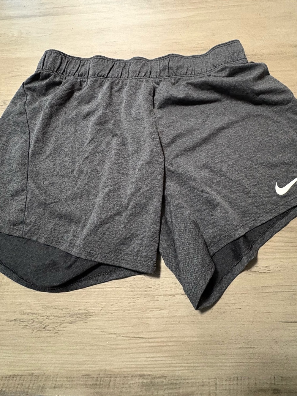 Nike Women's Dark Gray Training Shorts with White Swoosh size M